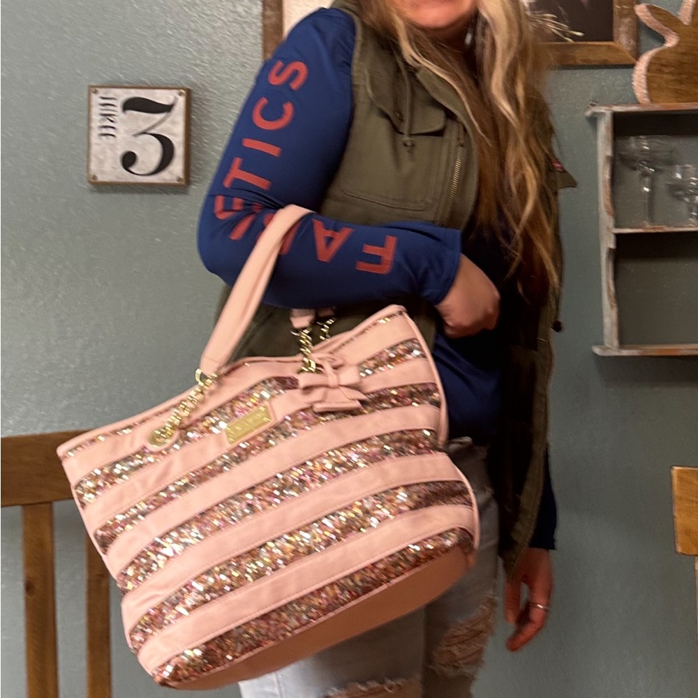 Betsy Johnson large sparkle tote bag